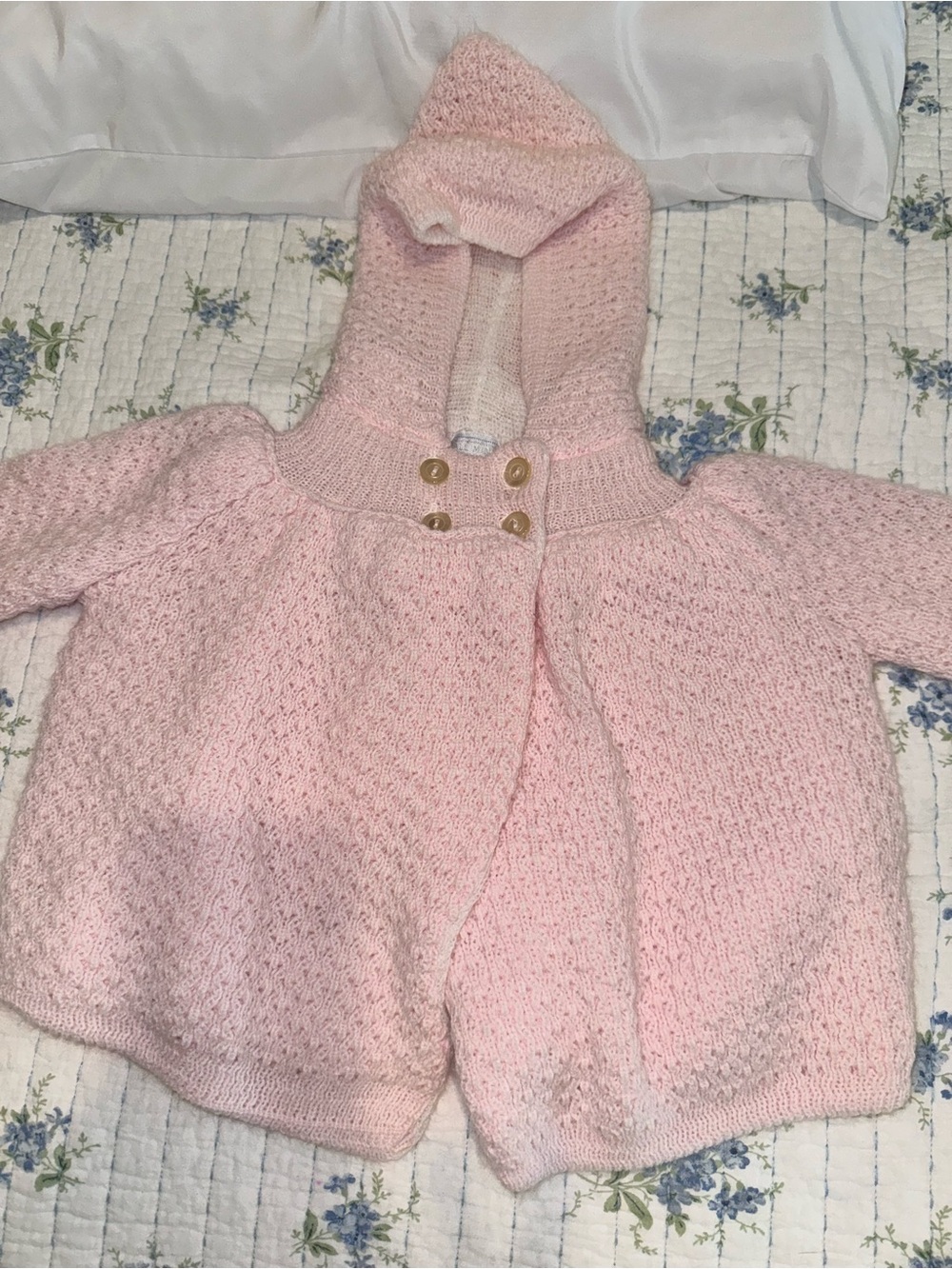 Vintage All Mine Baby Pink Hooded Cardigan Sweater OS
